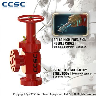 صمام خنق إبرة قابل للتعديل ذو حواف API 6A 2 1/16 بوصة 10000psi مزورة سبائك الصلب EE تقليم الاختناق المنوع