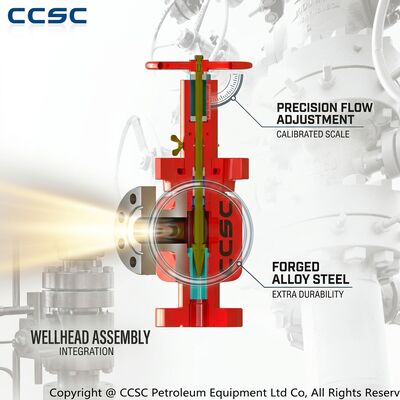 صمام خنق إبرة قابل للتعديل ذو حواف API 6A 2 1/16 بوصة 10000psi مزورة سبائك الصلب EE تقليم الاختناق المنوع